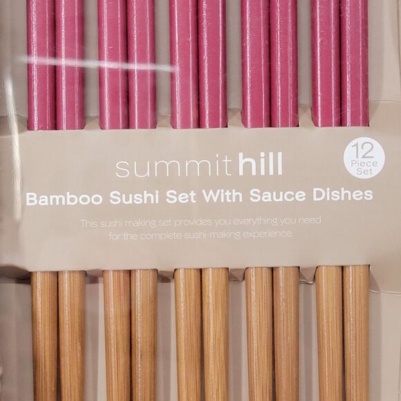 Summer Hill Bamboo Sushi Set w/ Sauce Dishes - NEW - Picture 2 of 3